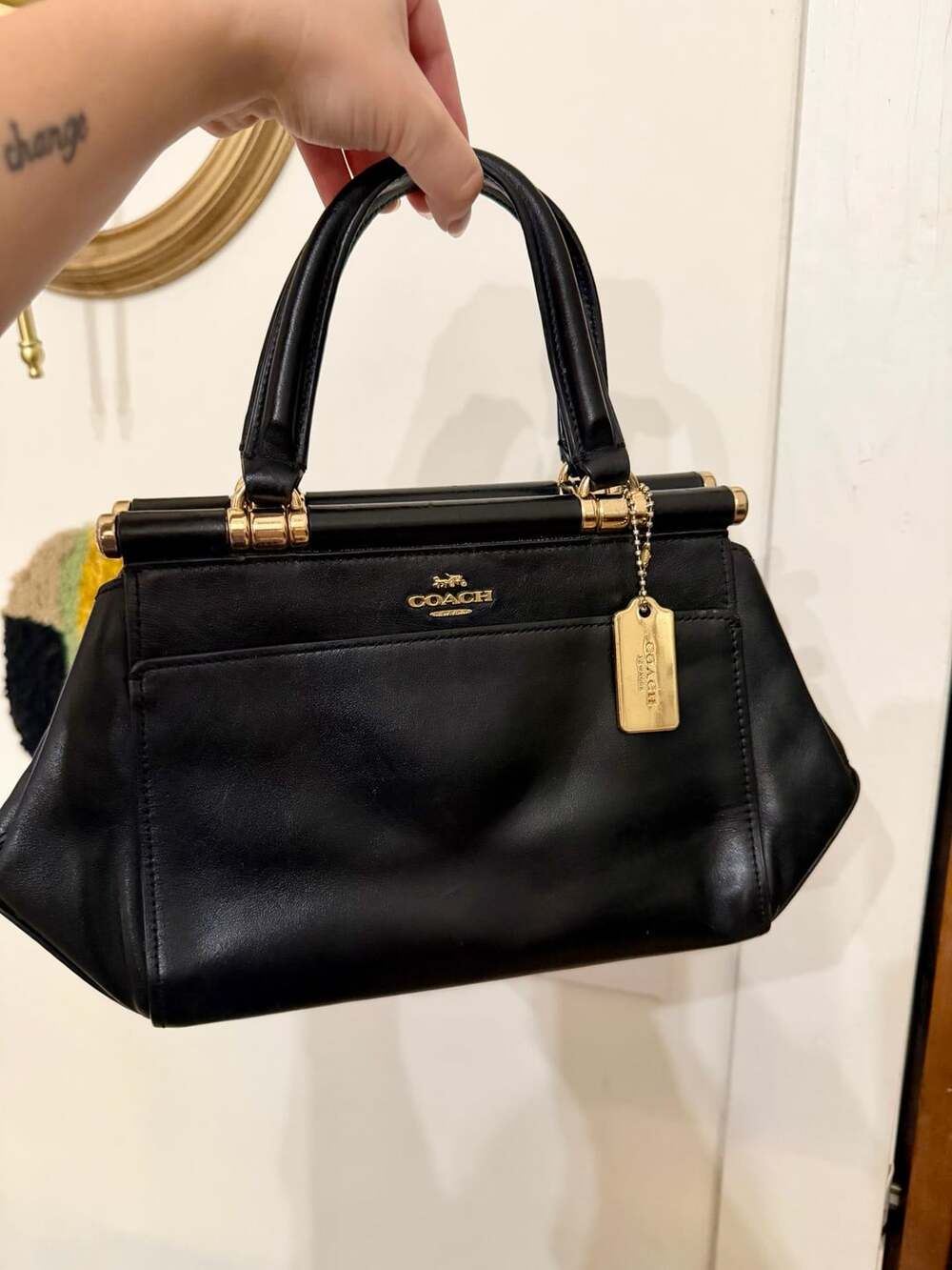Coach Grace 20 Black Leather Satchel Handbag 31918